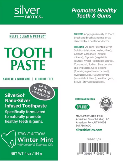 Silver Biotic Toothpaste 4oz